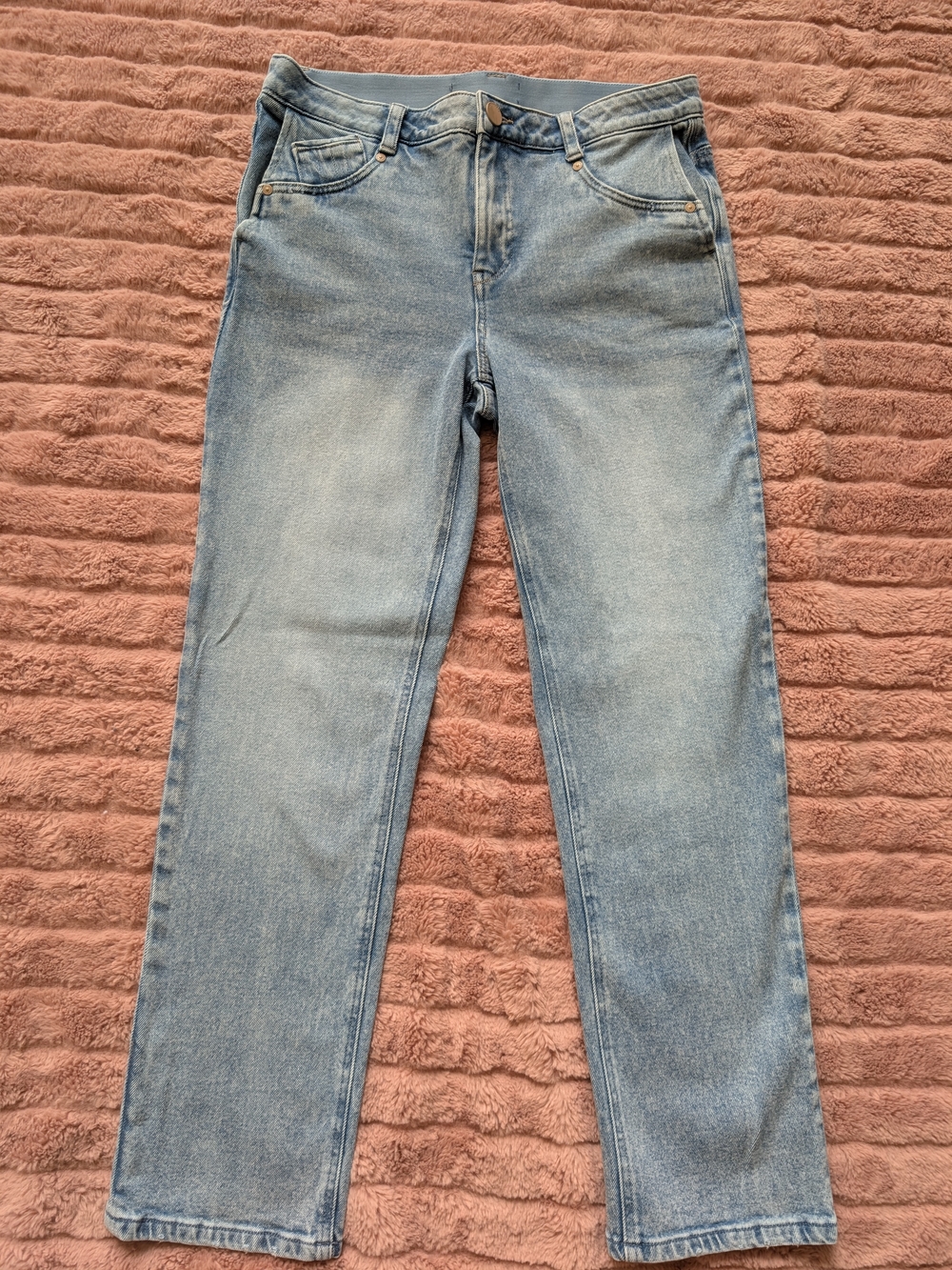 Democracy Light Wash Women's Straight Leg Jeans With Side Slit Pockets